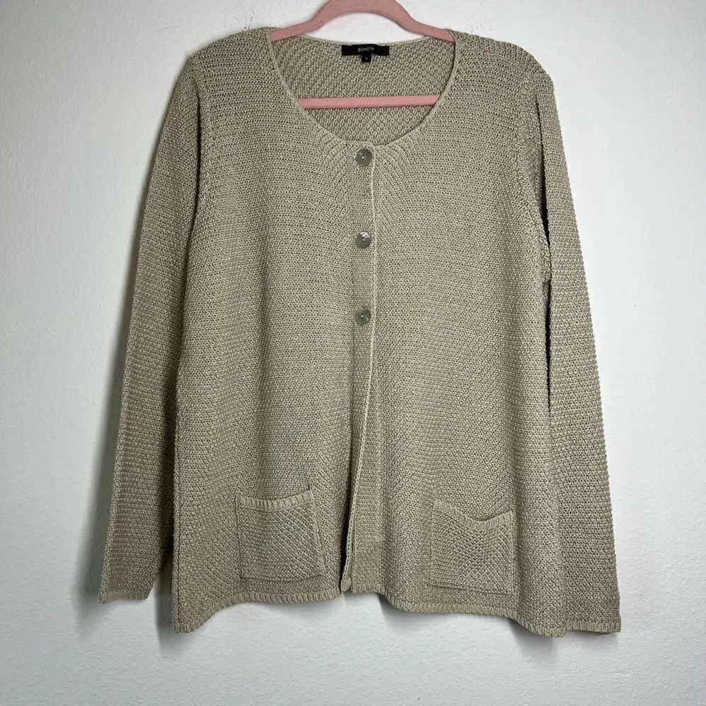 BONITA METALLIC 3 Button Long Sleeve Cardigan Size XL collection 2022
